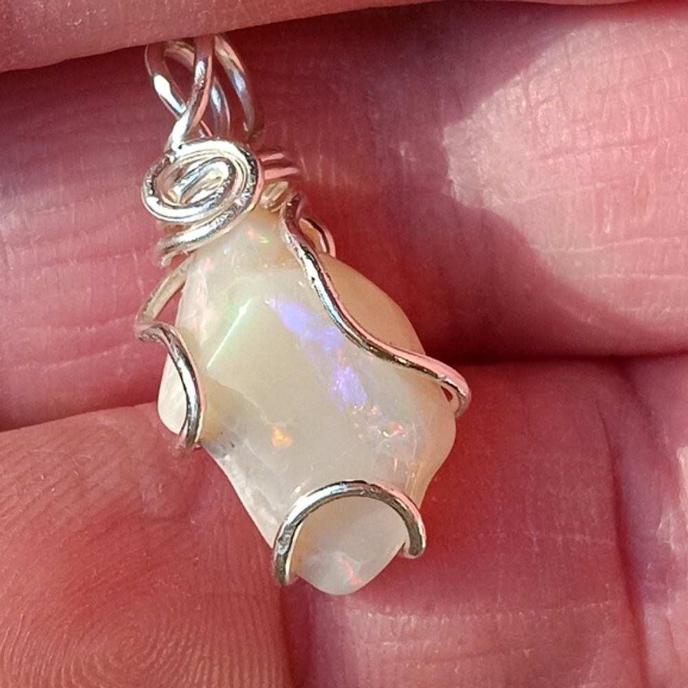 Australian Opal Pendant Lightning Ridge Double Sided Sterling Silver - Picture 16 of 16